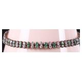 STERLING SILVER LADIES BRACELET W/ EMERALDS & CZ