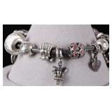 PANDORA STERLING SILVER LADIES CHARM BRACELET