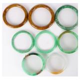 ASSORTED SOLID JADEITE WOMEN'S BRACELETS - (8)