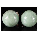 14K YELLOW GOLD NEPHRITE STUD LADIES EARRINGS