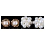 14K YELLOW GOLD LADIES PEARL STUD EARRINGS (2)