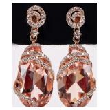 18K YELLOW GOLD MORGANITE DIAMOND LADIES EARRINGS