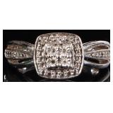 SPARKLING STERLING SILVER LADIES RING W MOISSANITE