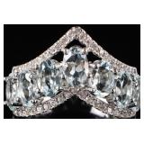 STERLING SILVER LADIES RING W/ QUARTZ & CZ