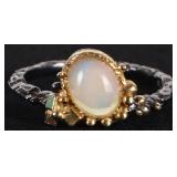 STERLING SILVER OPAL GOLD-TONED LADIES RING