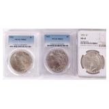 ASSORTED MS-63 LIBERTY PEACE DOLLARS NGC/PCGS -(3)