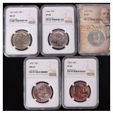 ASSORTED SILVER U.S. HALF DOLLARS NGC PF/MS - (5)