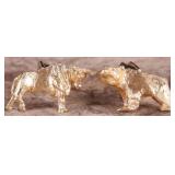 14K YELLOW GOLD CUFFLINKS WALL STREET BULL & BEAR