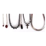 STERLING SILVER LADIES NECKLACES W/ GARNET (6)