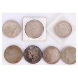 ASSORTED 90% SILVER MORGAN/PEACE DOLLARS - (7)