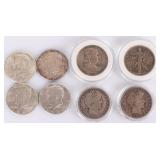 90% SILVER ASSORTED U.S. HALF DOLLARS - (8)