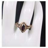 14K YELLOW GOLD GARNET 2003 FSU LADIES RING