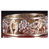 14K YELLOW GOLD RUBY ELEPHANT LADIES RING