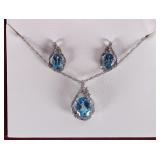HELZBERG 925 NECKLACE & EARRINGS SET W TOPAZ & DIA