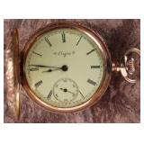 14K YELLOW GOLD ANTIQUE ELGIN HUNTER POCKETWATCH