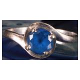 10K WHITE GOLD ROUND BLUE SPINEL LADIES RING