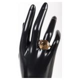 10K YELLOW GOLD SMOKY QUARTZ LADIES RING