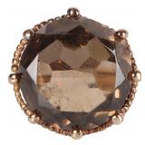 10K YELLOW GOLD SMOKY QUARTZ LADIES RING