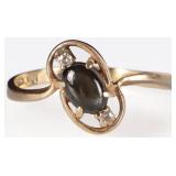 10K YELLOW GOLD LADIES RING W/ SAPPHIRE & DIAMOND