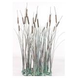 VINTAGE MCM BRONZE & COPPER CATTAIL SCULPTURE