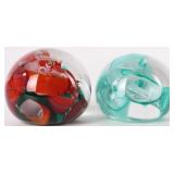 EISCH PAPERWEIGHTS SIGNED GLASS BLOWN CORAL