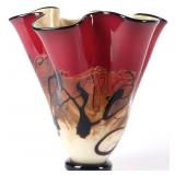 MICHAEL NOUROT RED SATIN SERIES HANDKERCHIEF VASE