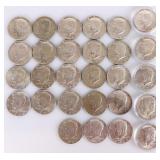 ASSORTED 40% SILVER KENNEDY HALF DOLLARS - (28)