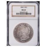 MS65 NGC 1880 S 90% SILVER MORGAN DOLLAR SLABBED