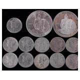 ASSORTED 90% SILVER U.S. DIMES/ HALVES - (13)