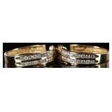 14K YELLOW GOLD DIAMOND LADIES HOOP EARRINGS