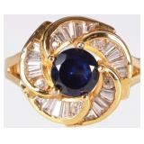 GOLD-TONE 88FM STERLING SILVER LADIES RING W SAPH