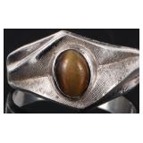 STERLING SILVER CABOCHON TIGER'S EYE MENS RING
