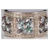 1.2CTW SAPPHIRE STERLING SILVER LADIES FLORAL RING