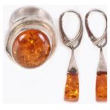 SW STERLING SILVER AMBER LADIES JEWELRY (2)