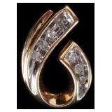 10K YELLOW GOLD SCROLL LADIES PENDANT W/ DIAMONDS