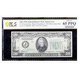 1934 FR. 2054A $20 KANSAS CITY BANKNOTE PCGS 65PPQ