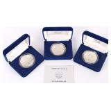 1988 FINE SILVER AMERICAN EAGLES BOXED W/ COA -(3)