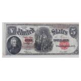 1907 FR#91 $5 'WOODCHOPPER' RED SEAL LARGE NOTE