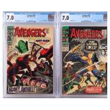 AVENGERS #34 & 46 CGC 7.0 MARVEL 1960'S