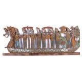 VINTAGE BALINESE INDONESIA DRAGON BOAT WALL PANEL