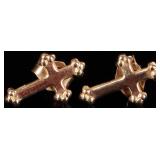 14K YELLOW GOLD CROSS STUD LADIES EARRINGS JESUS