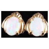 14K YELLOW GOLD OPAL LADIES SEASHELL EARRINGS