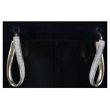 18K YELLOW GOLD LADIES HOOP EARRINGS W/ ENAMEL