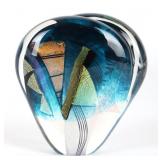 HAND BLOWN  MULTI COLOR ART GLASS PAPERWEIGHT