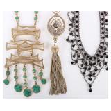 ORNATE LADIES NECKLACES JADE BEADS CHAIN TASSELS-3