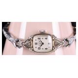 14K WHITE GOLD LADY ELGIN WRIST WATCH W/ DIAMONDS