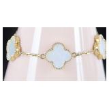 18K YELLOW GOLD MOTHER OF PEARL CLOVER BRACELET
