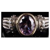 SW STYLE 14K YELLOW GOLD RIM 925 RING W 2CT AMETH