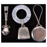 ANTIQUE VICTORIAN SILVER PLATED BABY TOYS - (3)