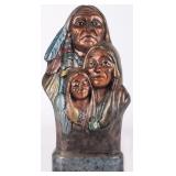 NATIVE AMERICAN FAMILY PLASTER BUST REPRODUCTION